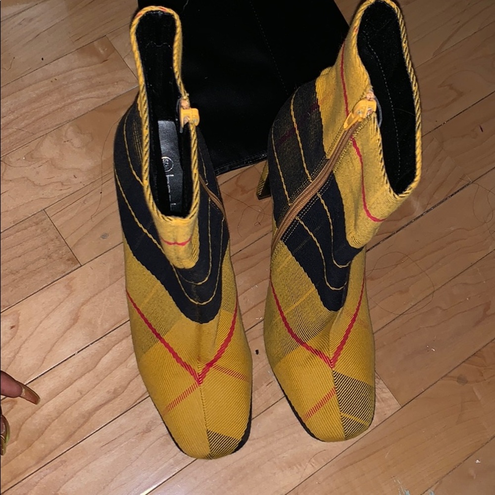Yellow plaid clueless inspired booties